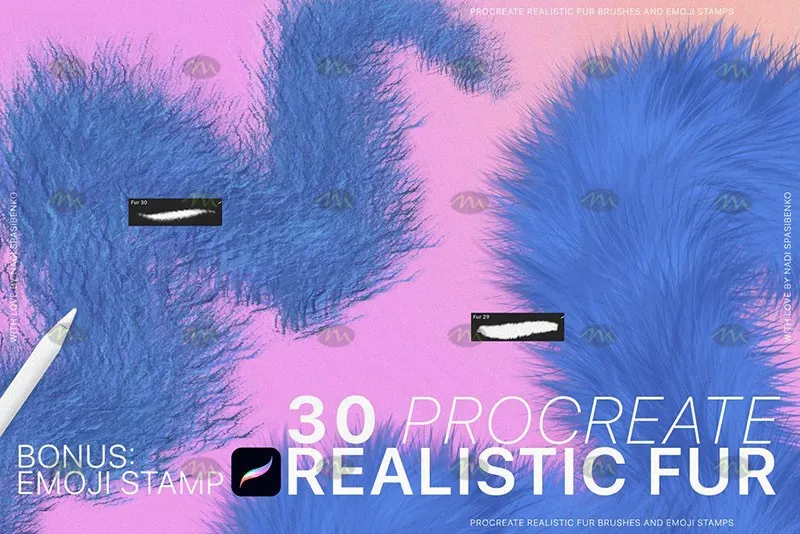 30个毛茸表情包|Procreate笔刷详情图 7