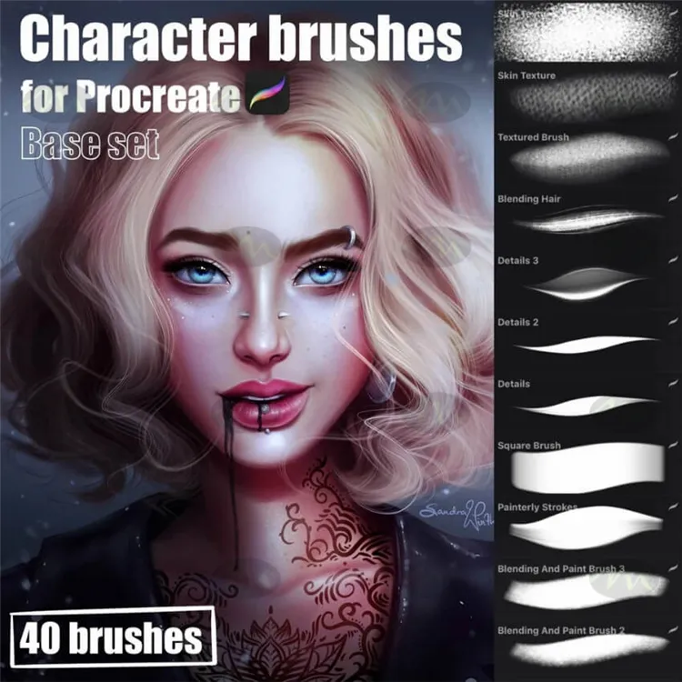 40个人物肖像厚涂油画|Procreate笔刷详情图 9