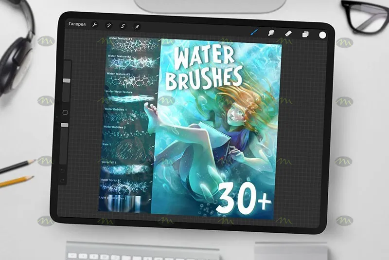 30个波浪雨水|Procreate笔刷详情图 9