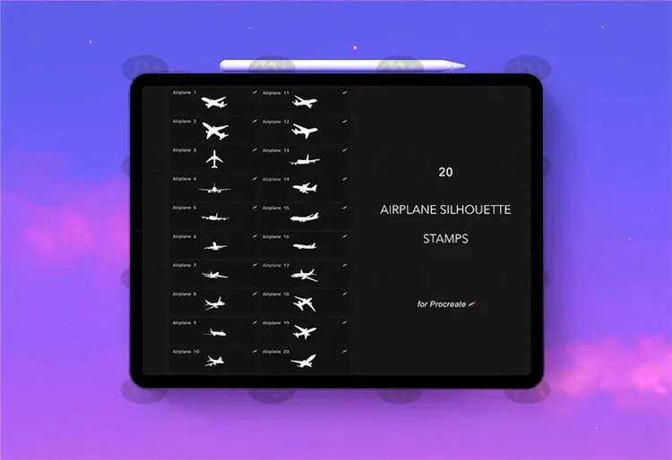 20个飞机图案图形|Procreate笔刷详情图 6
