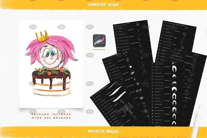 200个卡通人物面部表情|Procreate笔刷详情图 10
