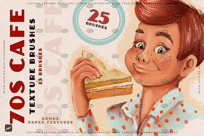 25个复古粗糙纹理|Procreate笔刷详情图 17
