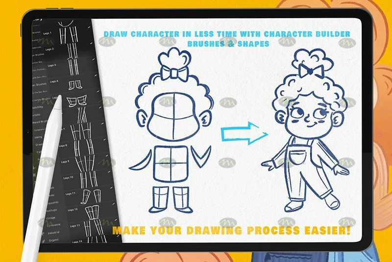 102个儿插人物辅助线|Procreate笔刷详情图 6