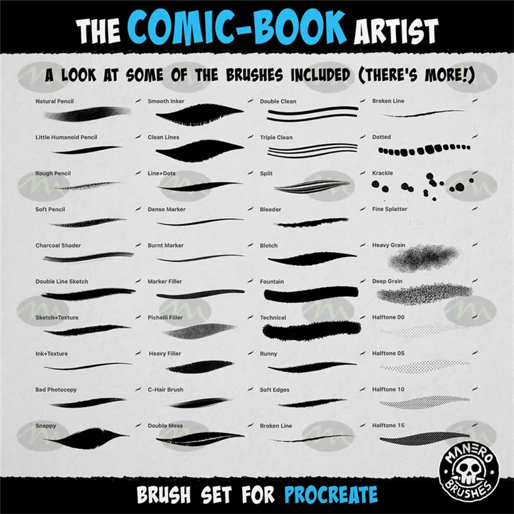 50个卡通插画漫画铅笔|Procreate笔刷详情图 7