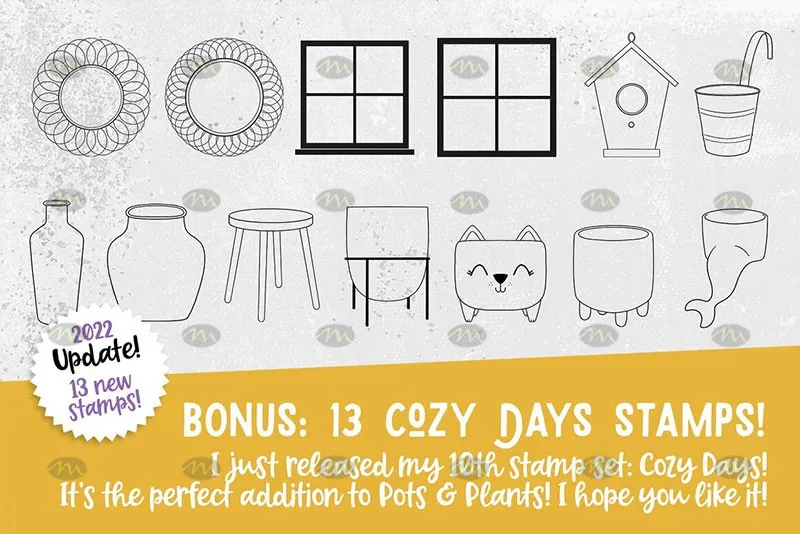 148个植物和盆栽卡通线描画｜Procreate笔刷详情图 6
