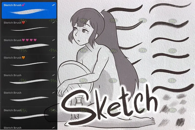 4个素描基础｜Procreate笔刷详情图 8
