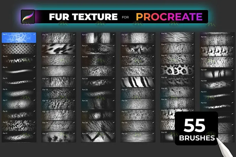 55个动物毛皮纹理|Procreate笔刷详情图 14
