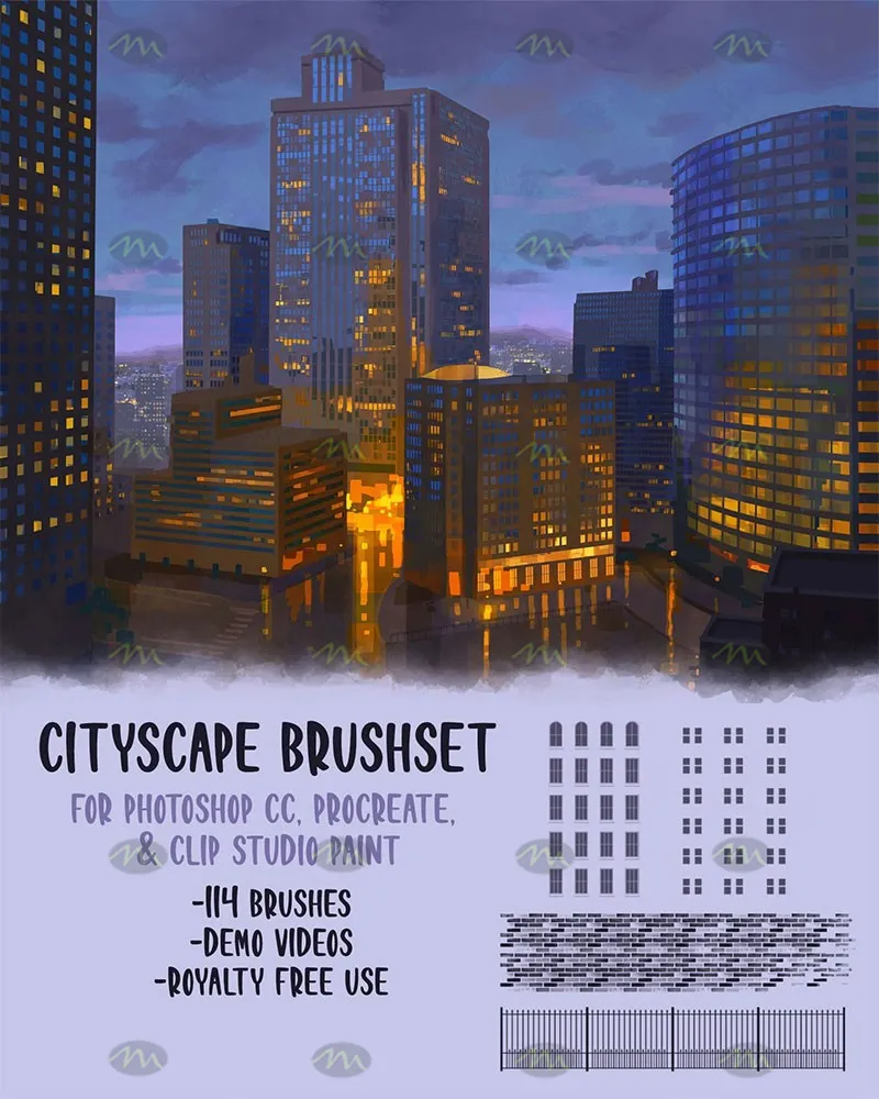 114个城市建筑景观|Procreate笔刷详情图 6