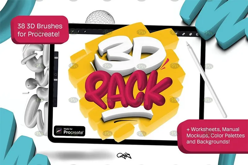 38个抖音3D立体字｜Procreate笔刷详情图 16