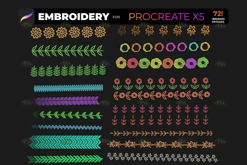72个仿刺绣|Procreate笔刷详情图 12