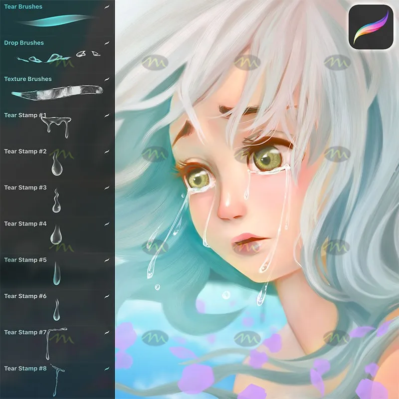 11个眼泪流泪|Procreate笔刷详情图 8