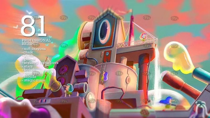 81个蜡笔画纹理|Procreate笔刷详情图 13