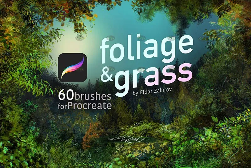 60个叶子和草丛|Procreate笔刷详情图 12