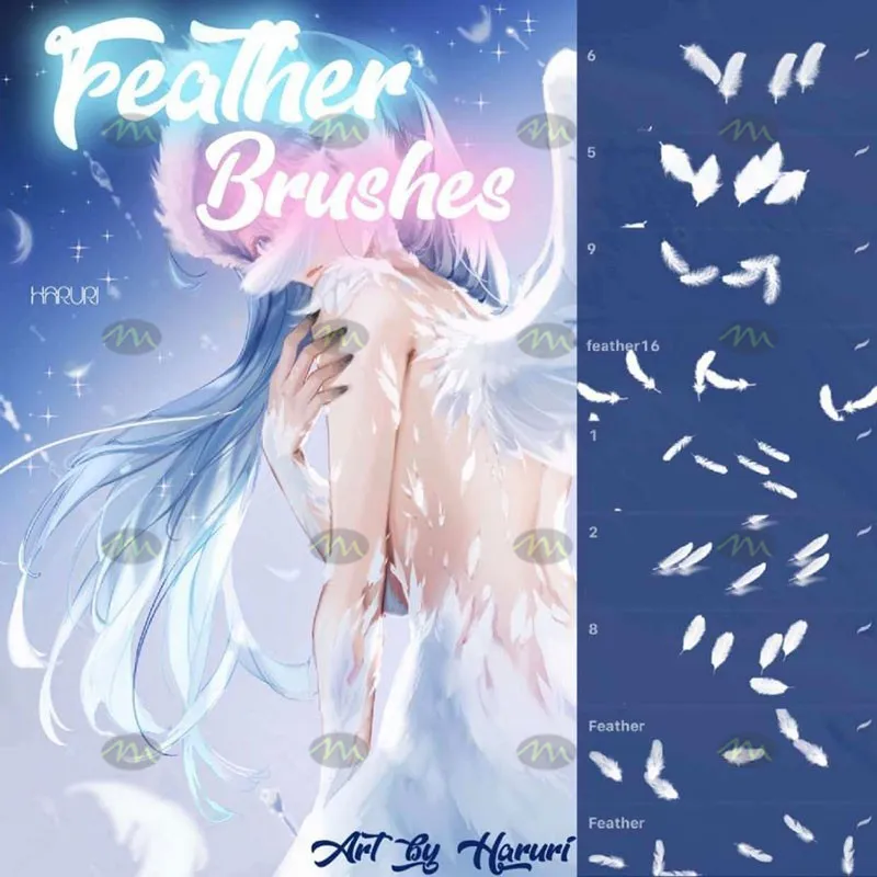 7个动漫风羽毛|Procreate笔刷详情图 8