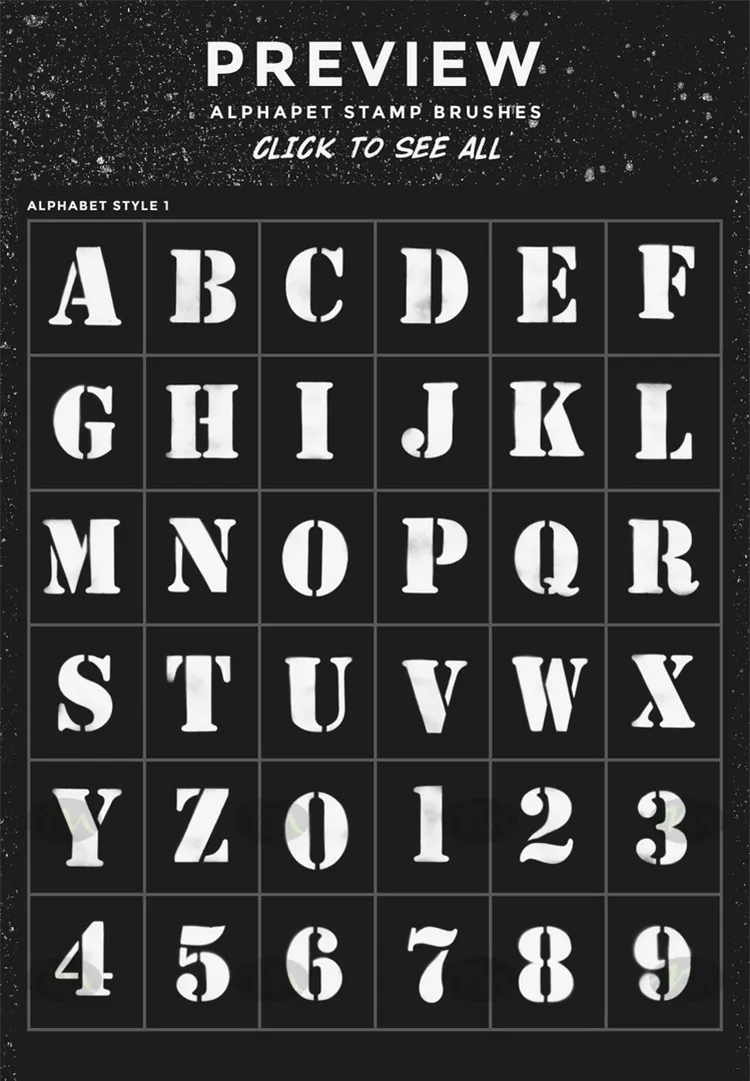 飞溅喷枪涂鸦手绘符号文字模板|Procreate笔刷详情图 8
